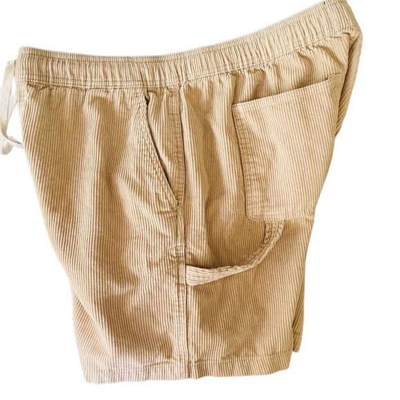 VALOR Tan Corduroy elastic waistband carpenter style Shorts size L. - Picture 3 of 5